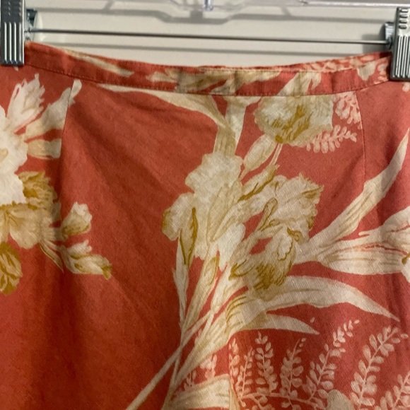 100% Linen Floral Cottage-core A Line Midi Skirt Size 12 Petite - Picture 4 of 10